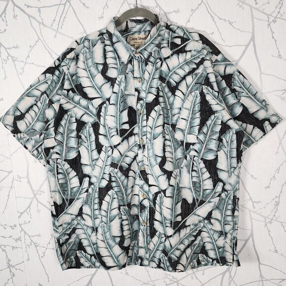 Cooke Street Tropical Leaves Print 100% Cotton Short Sleeve Shirt - Picture 1 of 4